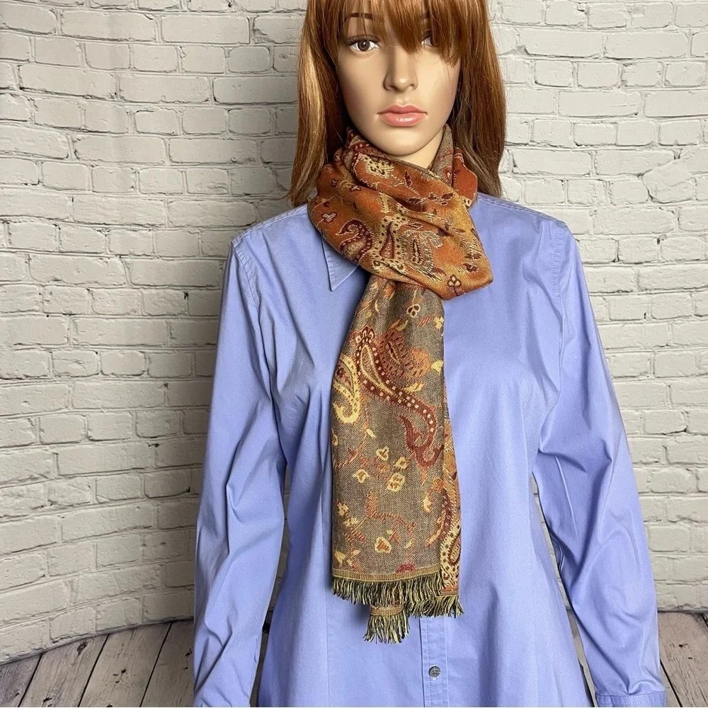 Paisley Viscose Brown Scarf